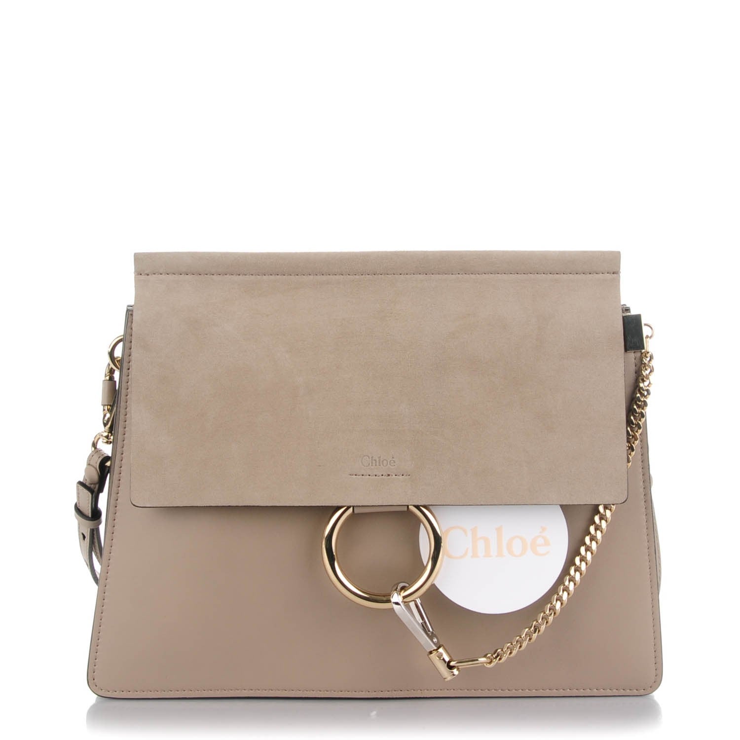 Chloe Calfskin Suede Medium Faye Shoulder Bag Motty Grey 1 of 7