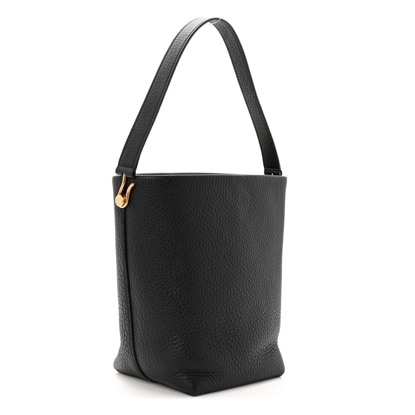 Grained Calfskin Small N/S Hook Tote Black