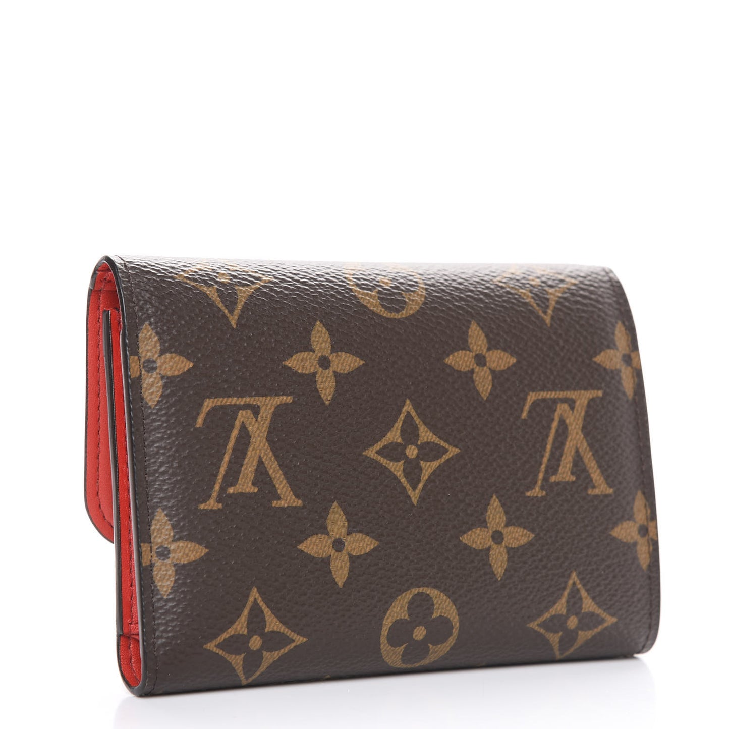 Monogram Flower Lock Compact Wallet Coquelicot
