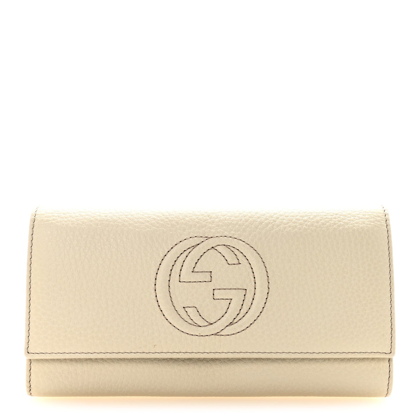 Pebbled Calfskin Large Soho Continental Wallet Off White