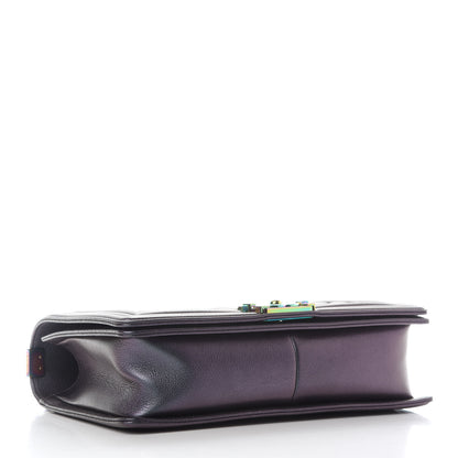 Chanel Iridescent Goatskin Quilted New Medium Boy Flap Purple 4 of 9