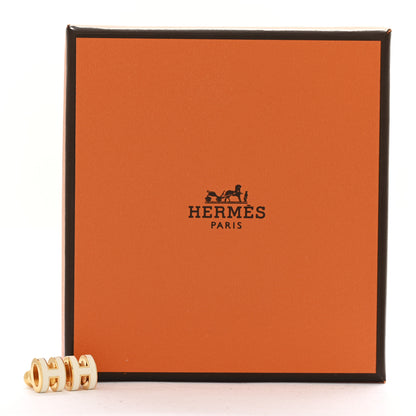 Hermes Gold Lacquered Mini Pop H Earrings White 5 of 5