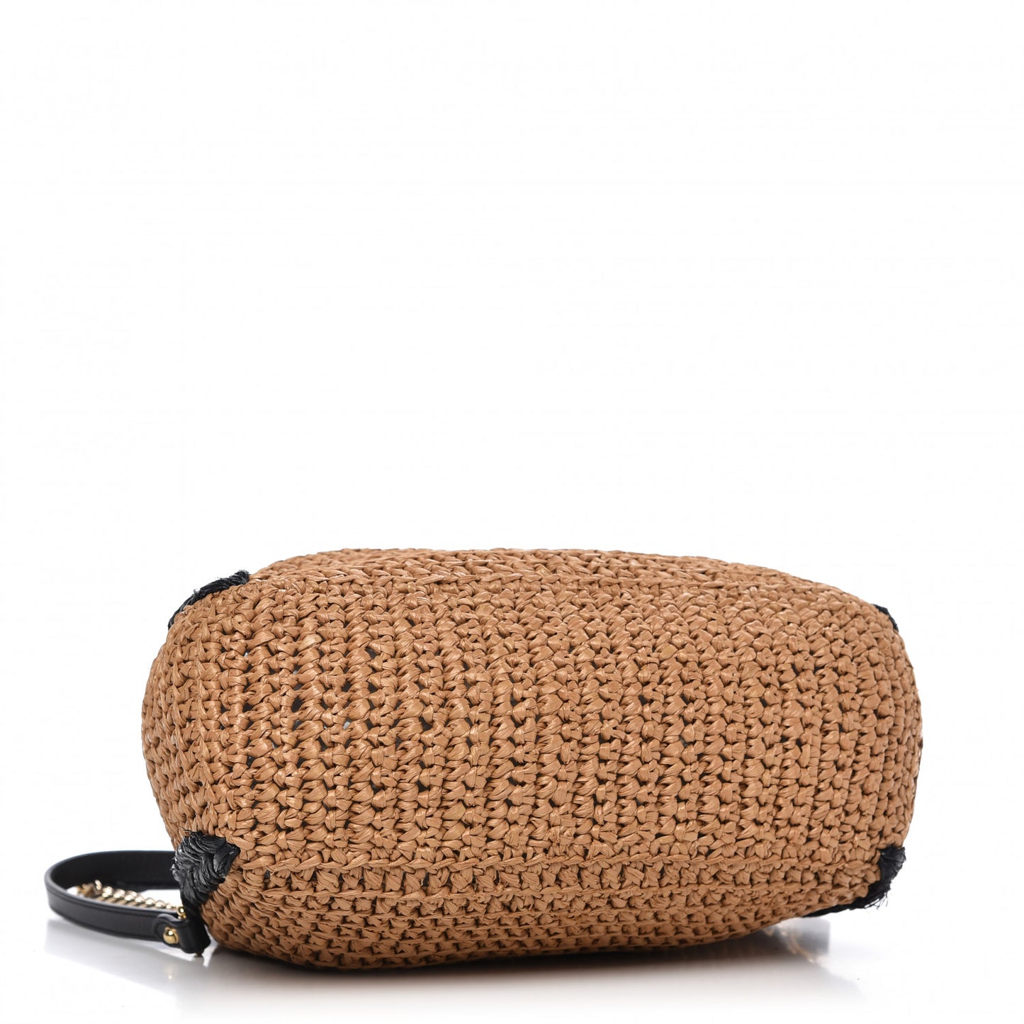 Raffia Effect Medium GG Marmont Shoulder Tote Bag Natural Black