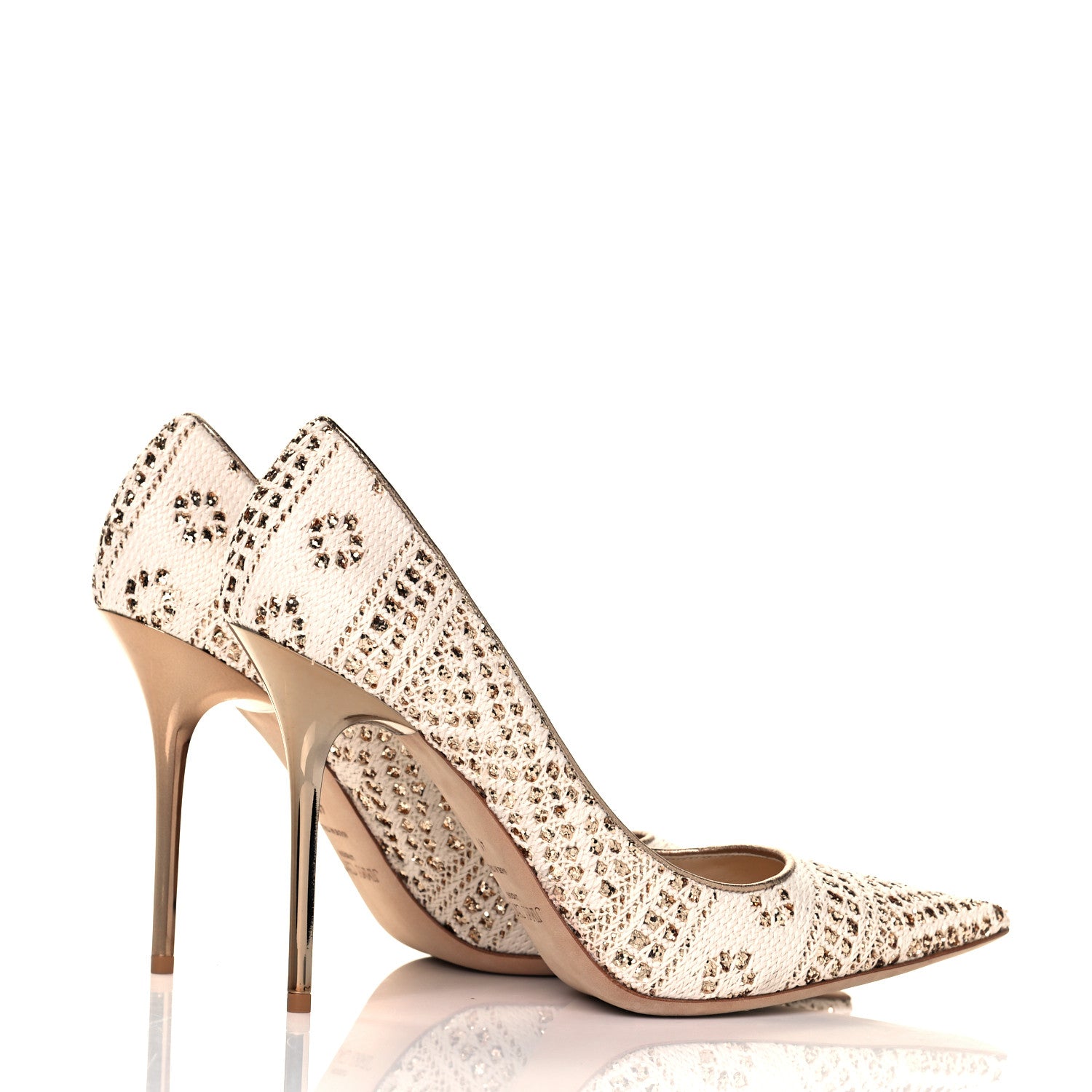 Jimmy Choo Metallic Crochet Glitter Abel 100 Pumps 41 Off White 4 of 8