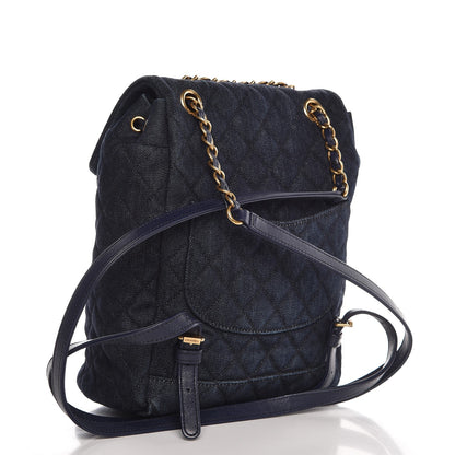 Chanel Washed Denim Quilted Small Urban Spirit Backpack Dark Blue 3 of 7