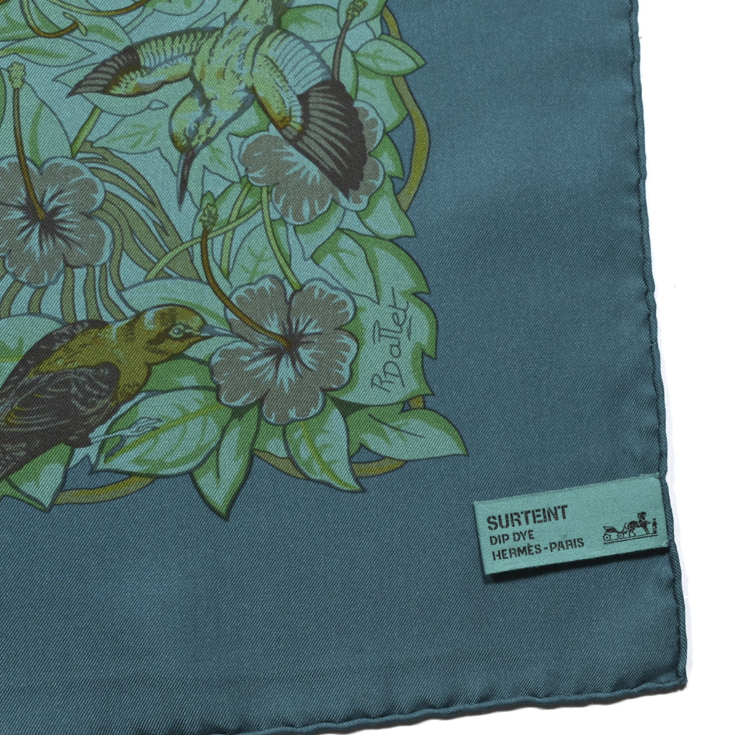 Hermes Silk Dip Dye Jungle Love Scarf 90 Menthol Canard Ocre 3 of 5