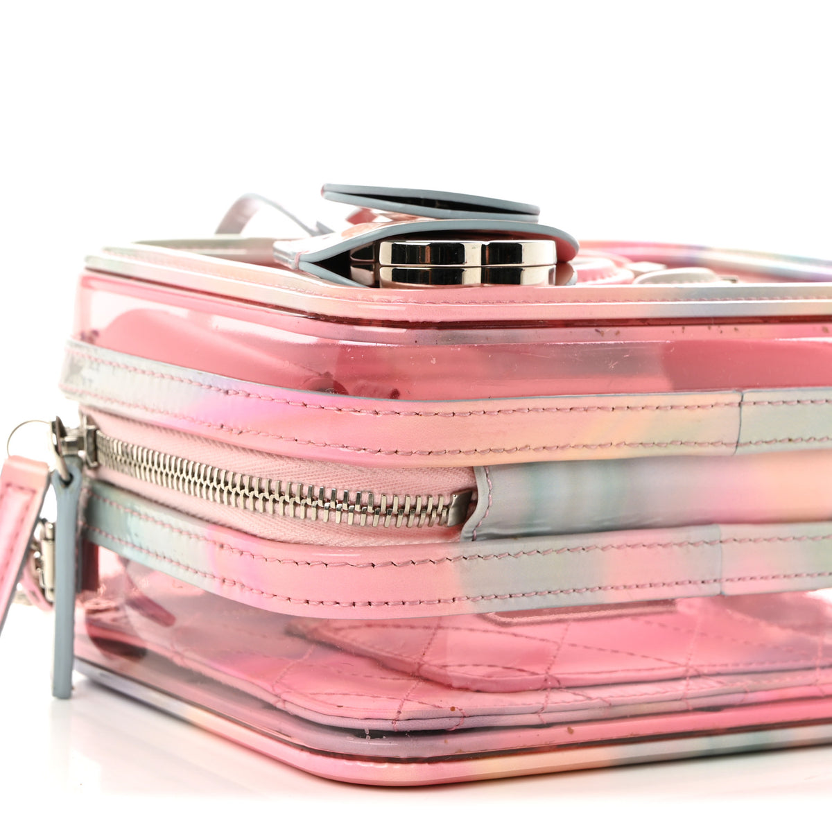 PVC Lambskin Filigree Small CC Filigree Vanity Case Pink Multicolor