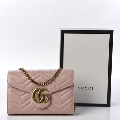 Gucci Calfskin Matelasse GG Marmont Chain Wallet Perfect Pink 10 of 10