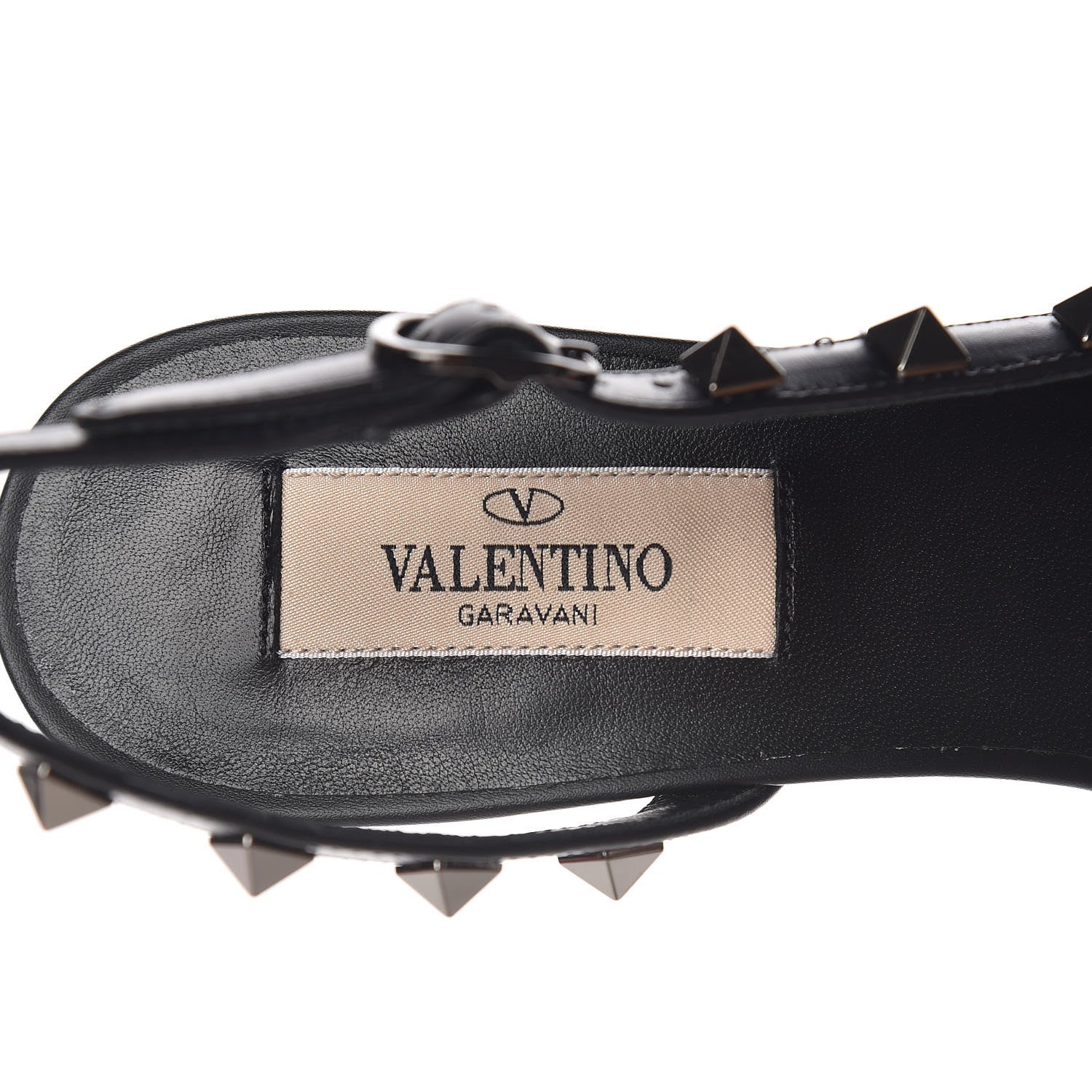 Valentino Garavani Wrinkled Patent Rockstud Half D'Orsay Slingback 50mm Pumps 37 Black 7 of 9