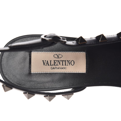 Valentino Garavani Wrinkled Patent Rockstud Half D'Orsay Slingback 50mm Pumps 37 Black 7 of 9