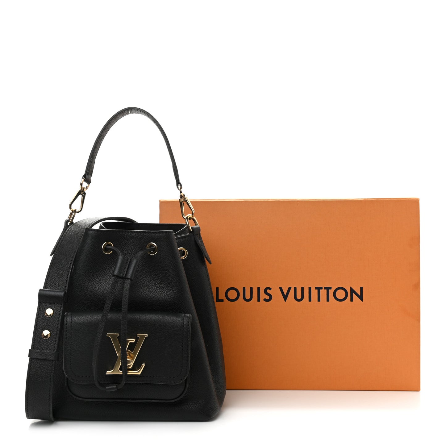 Calfskin Lockme Bucket MM Black