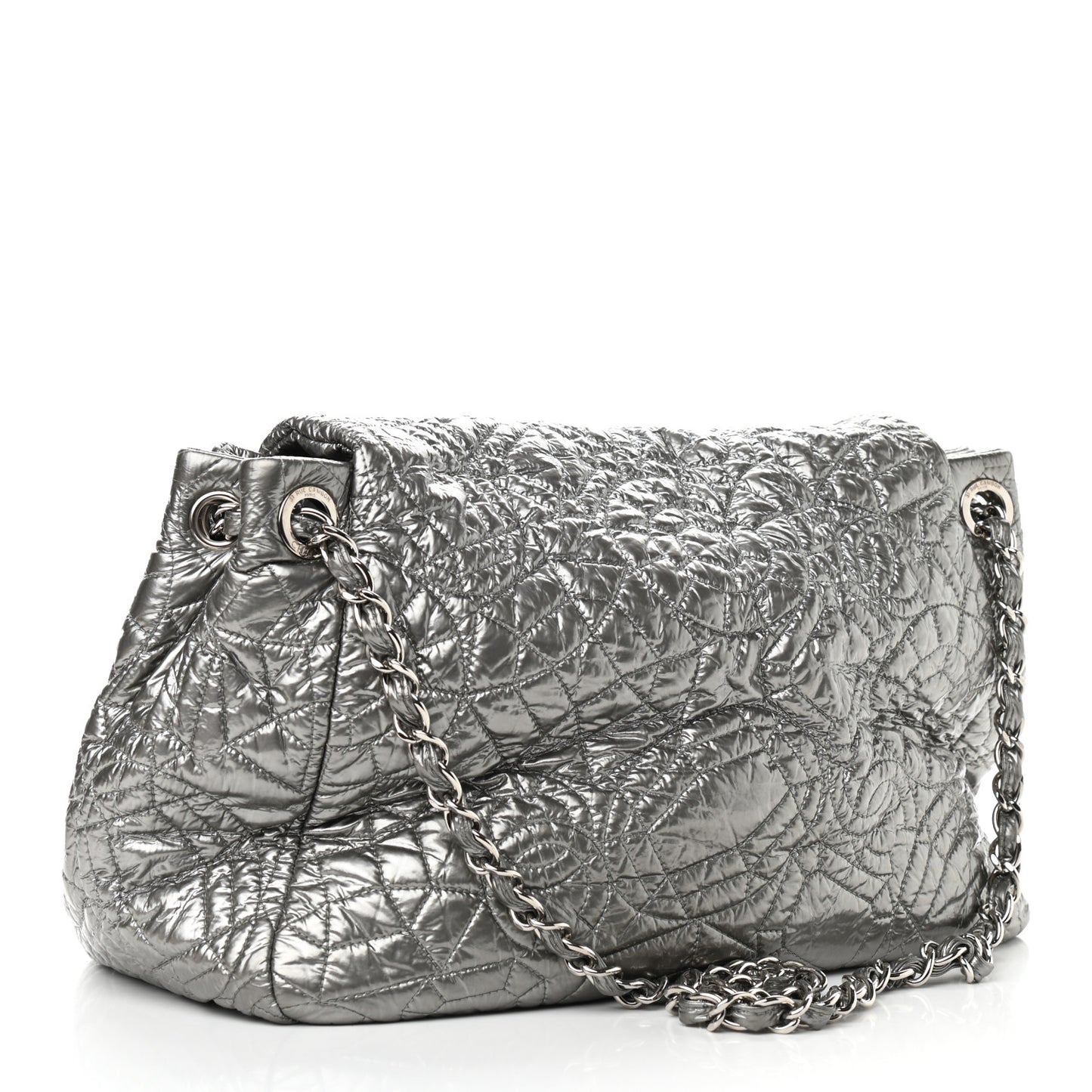 Vinyl Graphic Edge Accordion Flap Bag Silver