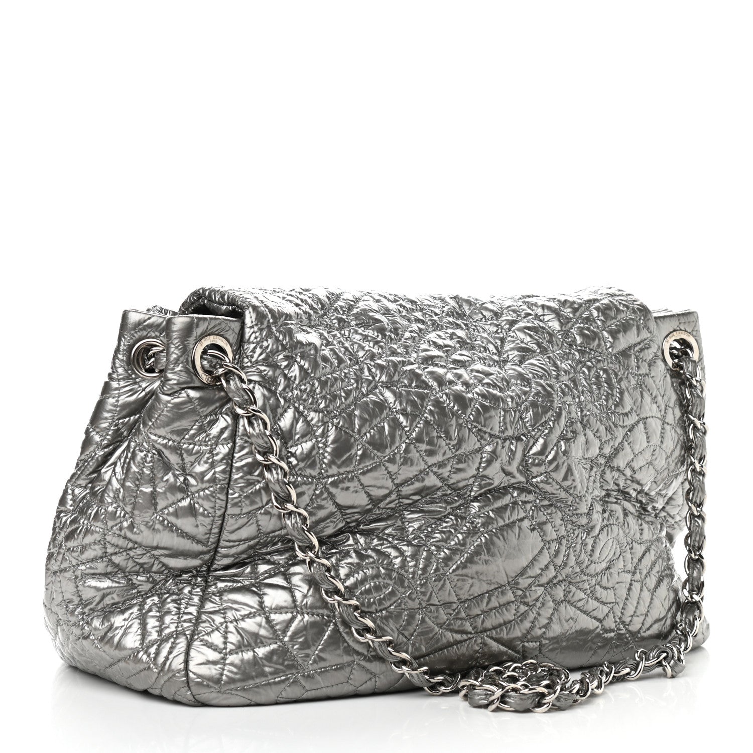 Chanel Vinyl Graphic Edge Accordion Flap Bag Silver 3 of 11
