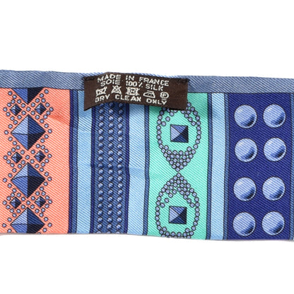 Hermes Silk Colliers de Chiens Twilly Blue Jean Vert Coral 4 of 4