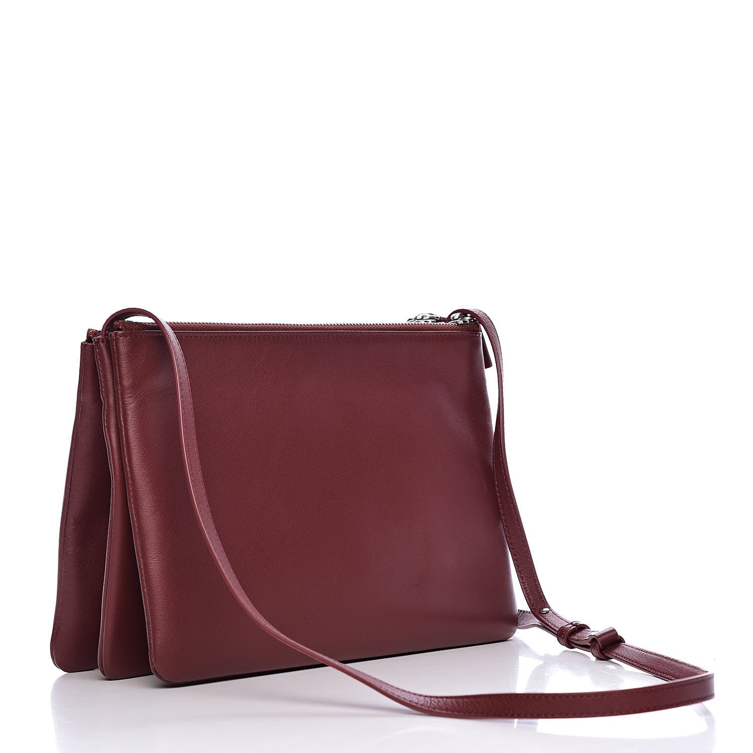 Celine Lambskin Large Trio Crossbody Bag Burgundy 3 of 11