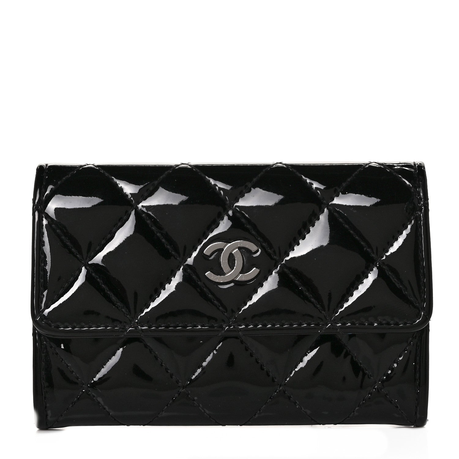 Chanel Patent Quilted Flap Card Holder Black 1 of 11
