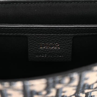 Christian Dior Grained Calfskin Oblique Mini Saddle Messenger Bag With Flap Beige Black 6 of 10