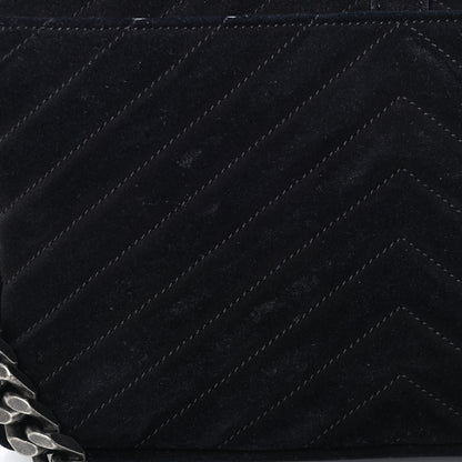 Saint Laurent Suede Matelasse Chevron Fringe Monogram Medium College Bag Black 13 of 13