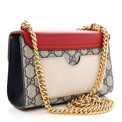 Gucci GG Supreme Monogram Moon Calfskin Small Padlock Shoulder Bag Beige Blue Hibiscus Red Mystic White 3 of 12