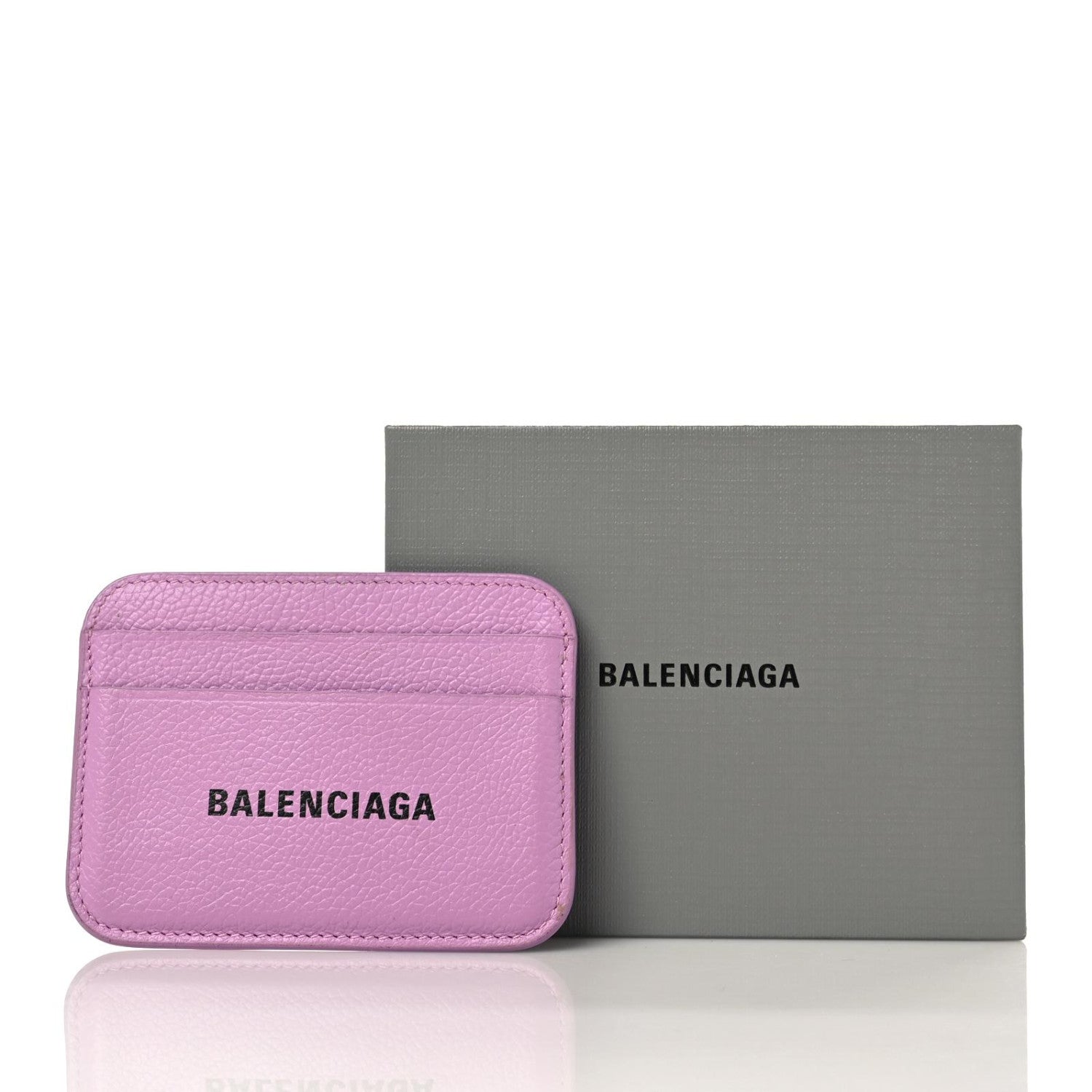 Balenciaga Grained Calfskin Logo Cash Rounded Card Holder Lilac Black 6 of 6