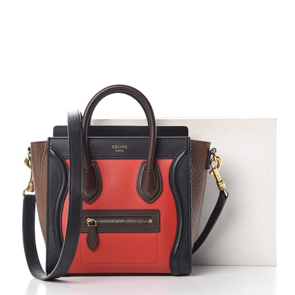 Celine Calfskin Bullhide Nano Tri-Color Luggage Bright Red 8 of 8