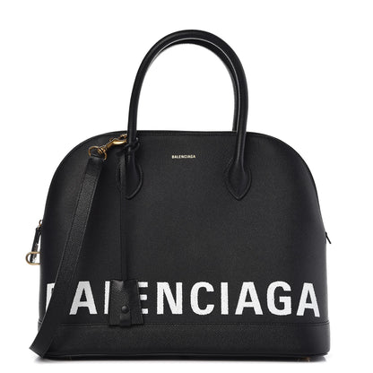 Balenciaga Signature Grained Calfskin Logo M Ville Top Handle Bag Black 1 of 9