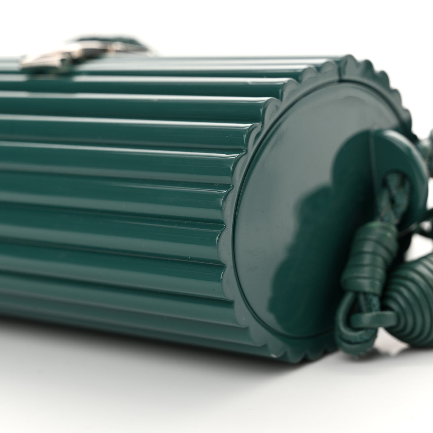 Ribbed Plexiglass Lambskin Fringe Monogram Opium Box Bag Green