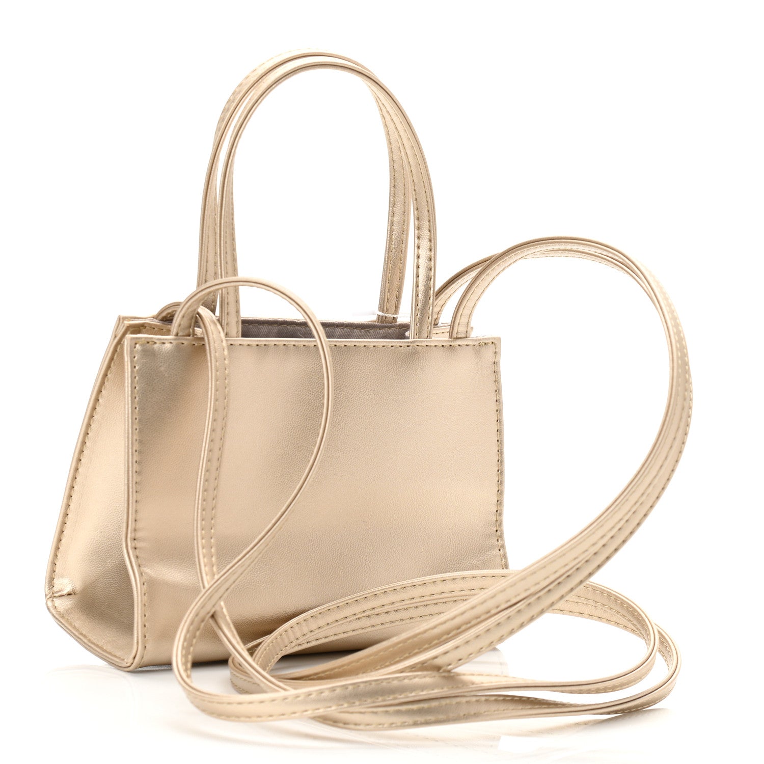 Telfar Metallic Vegan Leather Small Shopping Bag Gold 3 of 9