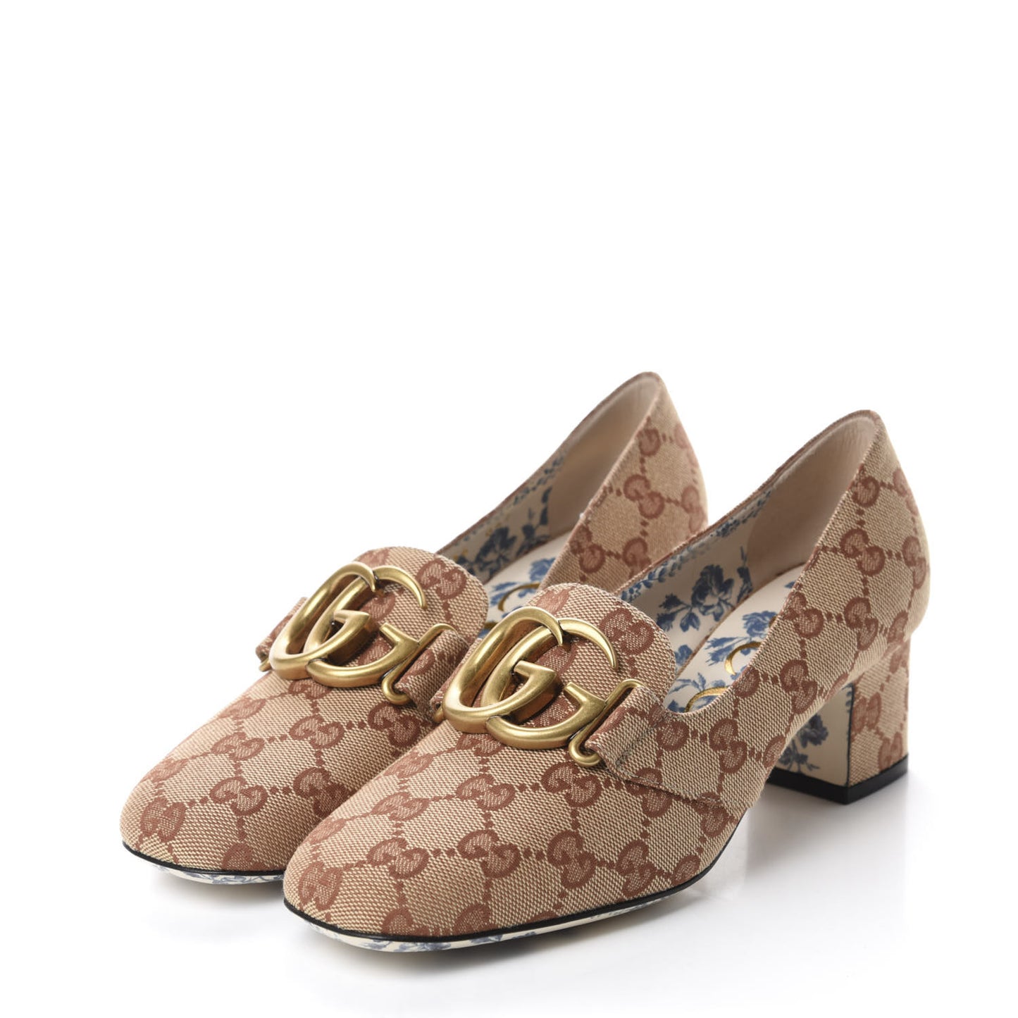 Monogram GG Victoire 55mm Loafer Pumps 38.5 Beige Ruggine
