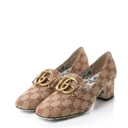 Gucci Monogram GG Victoire 55mm Loafer Pumps 38.5 Beige Ruggine 3 of 10