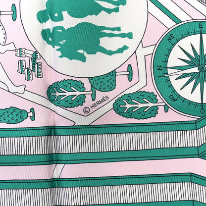 Hermes Silk Les Nouveaux Amoureux de Paris Scarf 90 Rose Pale Menthol 3 of 6