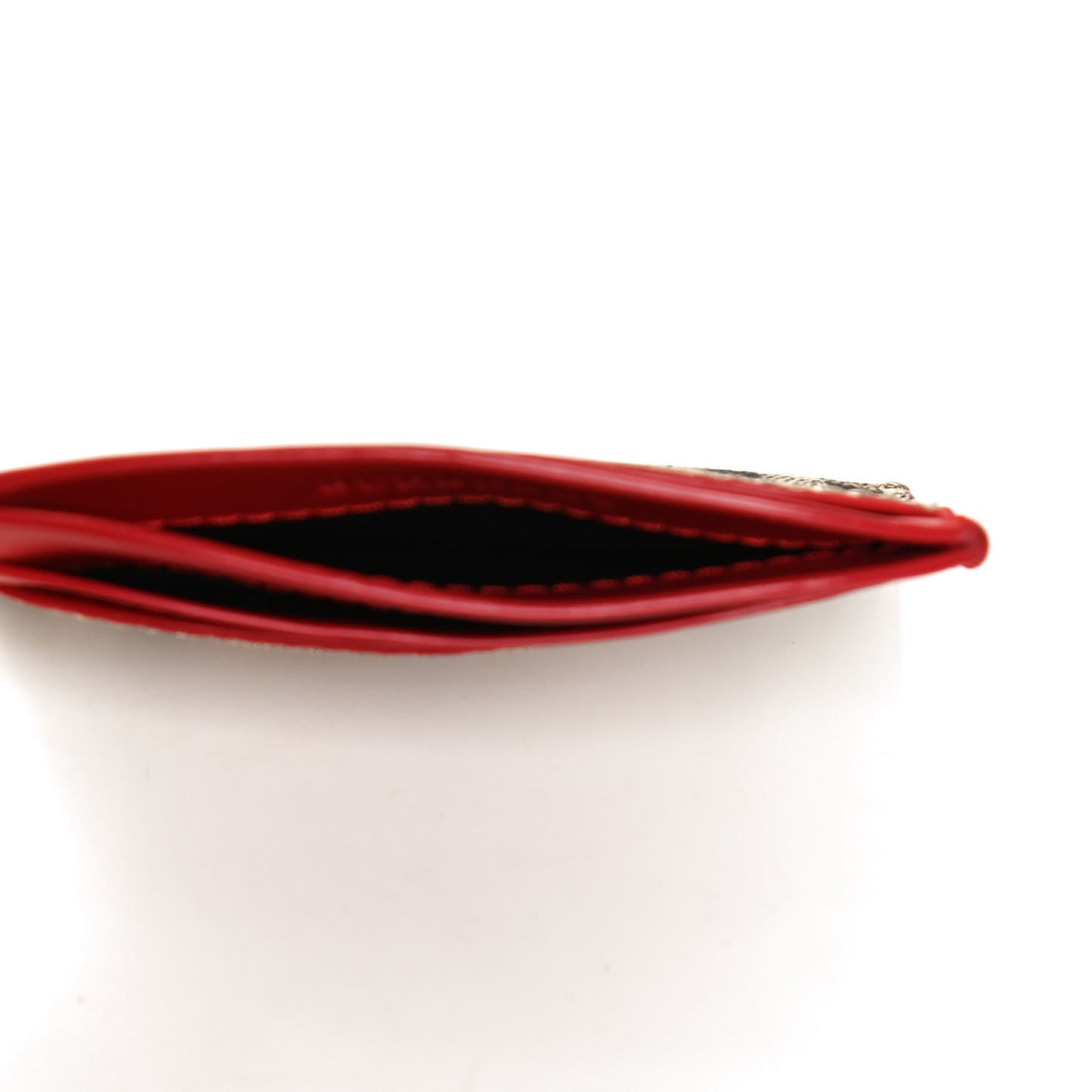 Soft Grain Calfskin Haymarket Check Izzy Card Case Red