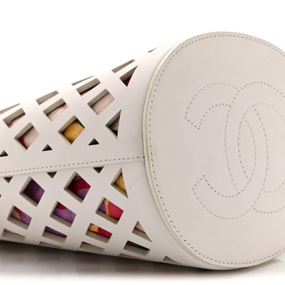 Chanel Lambskin Sea Through Bucket Drawstring Bag White Multicolor 11 of 14