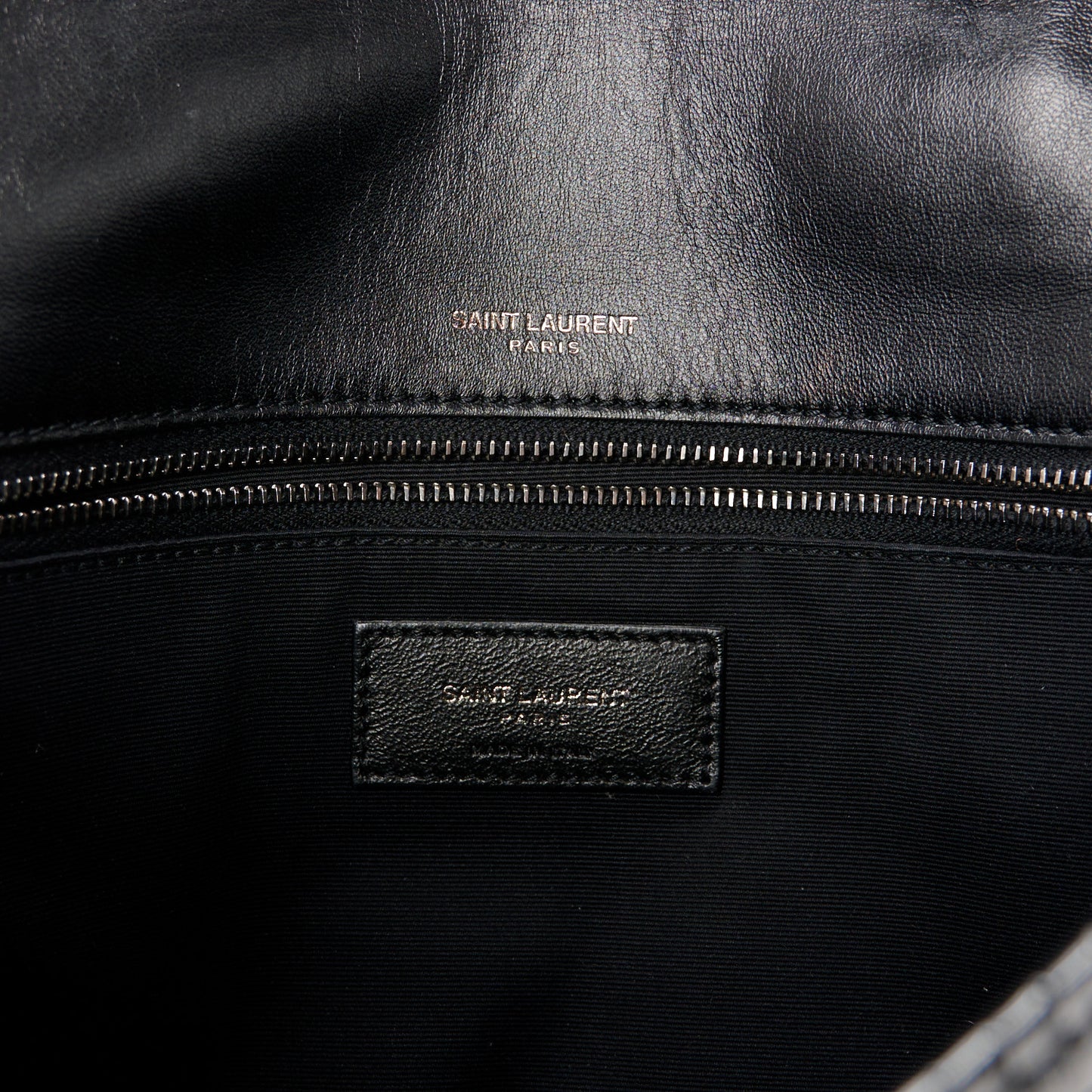 Patent Crocodile Embossed Lambskin Monogram Medium Niki Chain Satchel Black