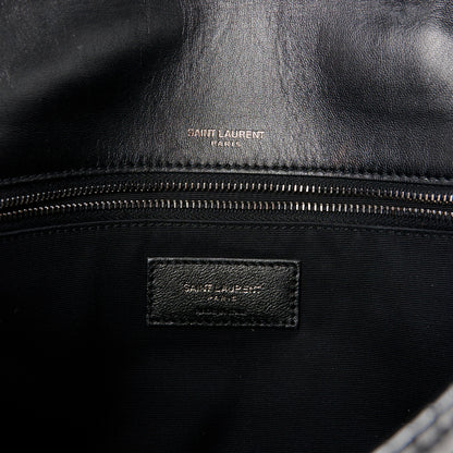 Saint Laurent Patent Crocodile Embossed Lambskin Monogram Medium Niki Chain Satchel Black 6 of 10