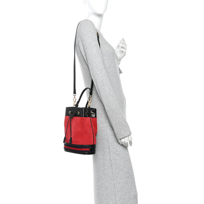 Gucci Suede Patent Web Small Ophidia Bucket Bag Hibiscus Red Black 2 of 10