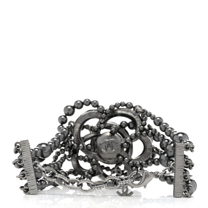 Chanel Ruthenium Crystal Bead Camellia Bracelet Pearly Grey 3 of 5