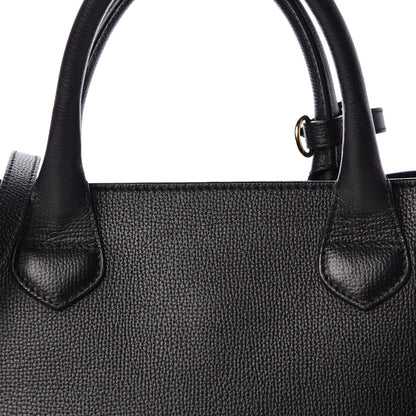 Burberry Grainy Calfskin House Check Medium Banner Tote Black 9 of 13