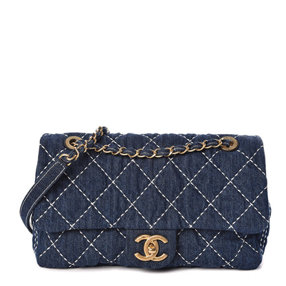 Chanel Denim Quilted Medium Denim Trip Single Flap Blue 1 of 11