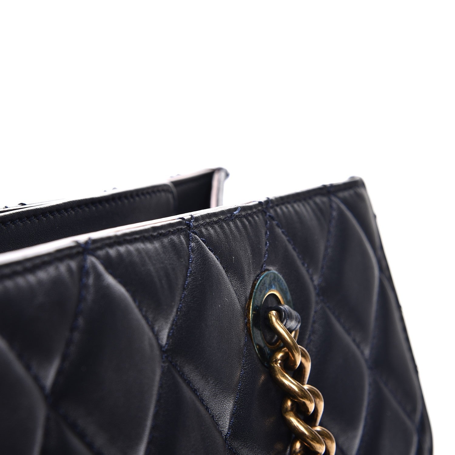 Chanel Calfskin Quilted Tote Dark Navy Red 18 of 18