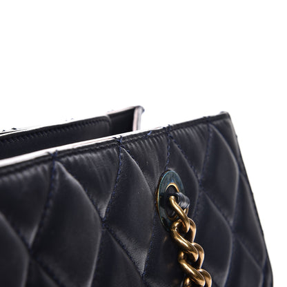 Chanel Calfskin Quilted Tote Dark Navy Red 18 of 18