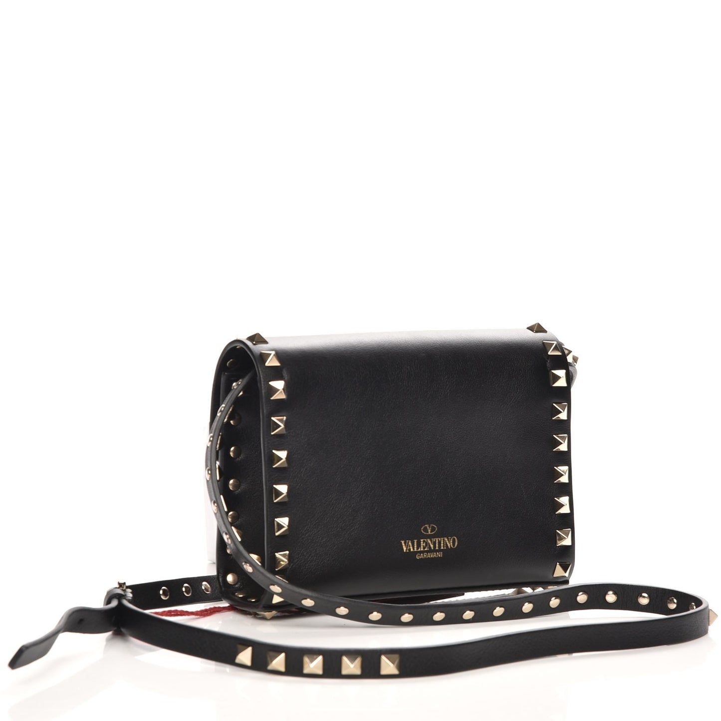 Vitello Mini Rockstud Flip Lock Crossbody Bag Black