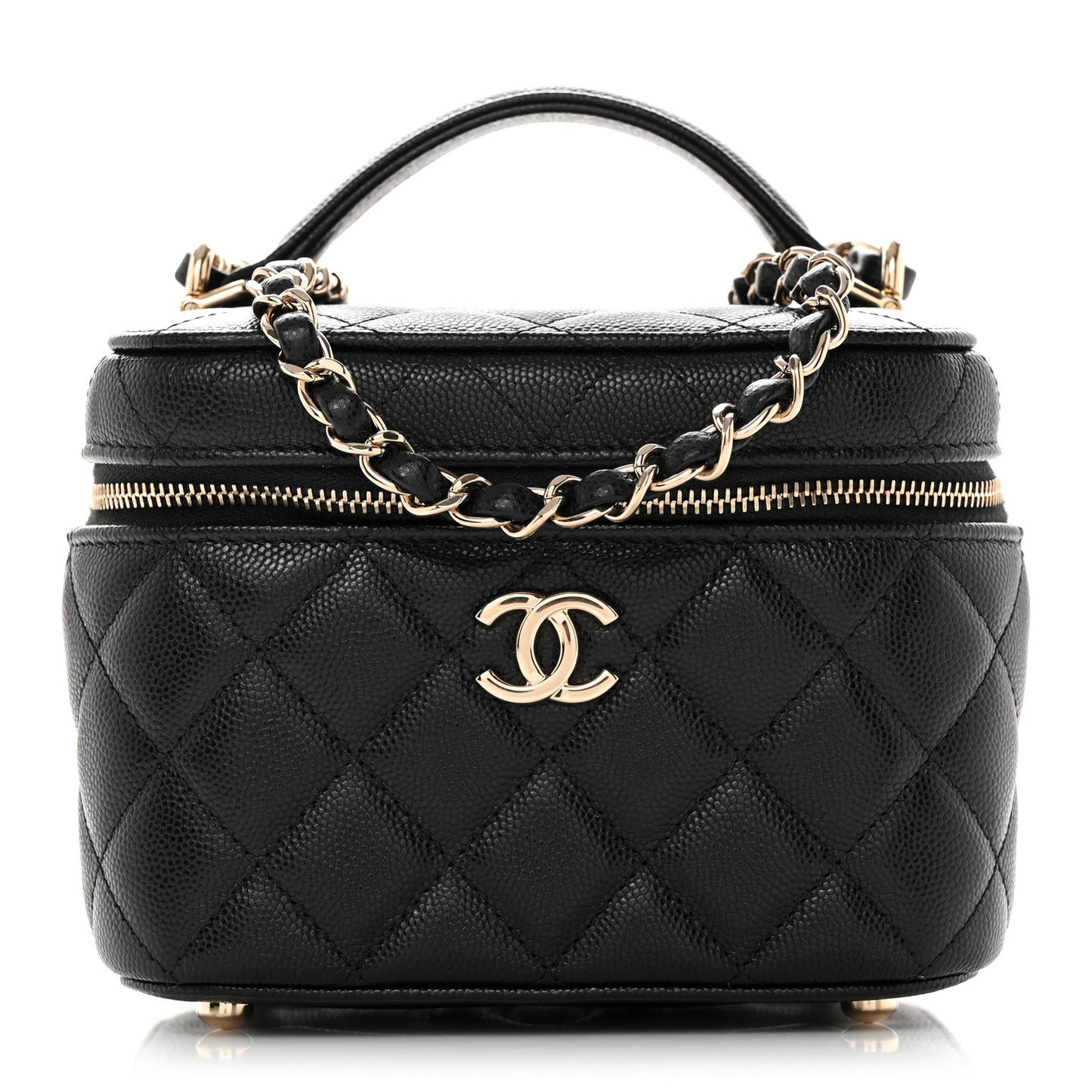 Caviar Quilted Small CC Vanity Case Black