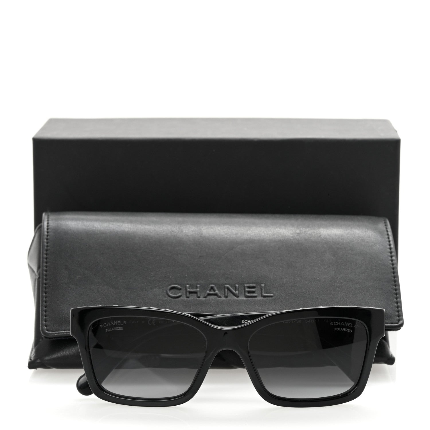 Chanel Acetate Polarized Square Sunglasses 5417 Black 7 of 7