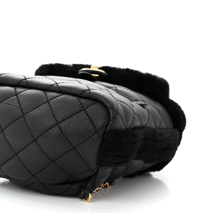 Chanel Lambskin Shearling Quilted CC Backpack Black 10 of 10