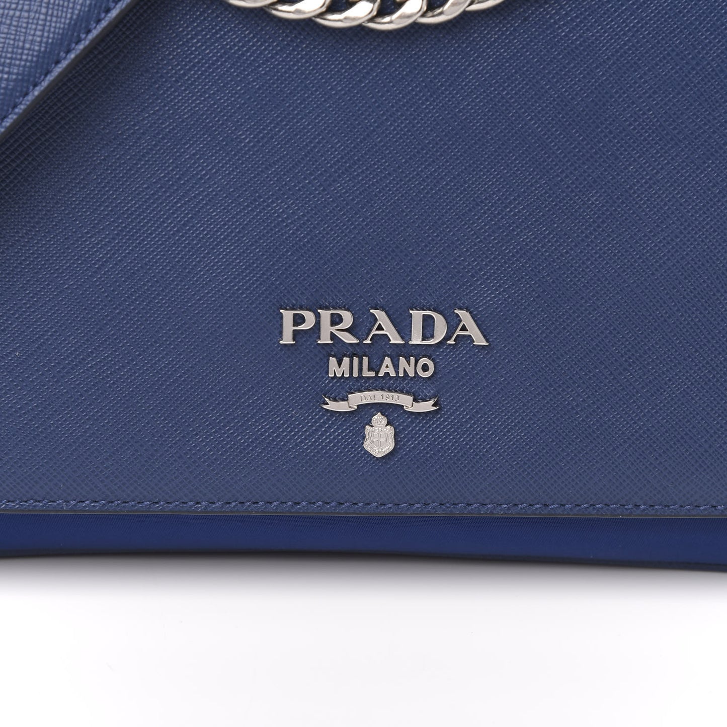 Saffiano Tessuto Nylon Chain Shoulder Bag Bluette