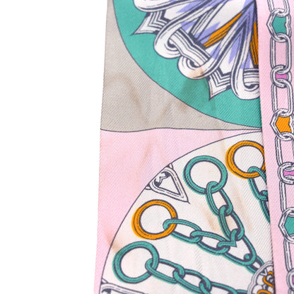 Hermes Silk L'Effet Kaleidoscope Twilly Rose Turquoise Multicolor 6 of 6