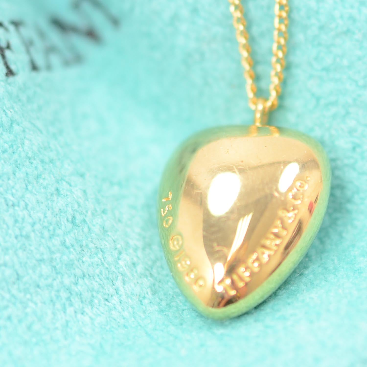 Tiffany 18k Gold Heart Pendant Necklace 1980 4 of 4