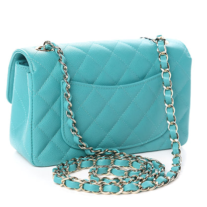 Chanel Caviar Quilted Mini Rectangular Flap Turquoise 3 of 10