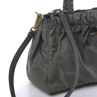 Prada Tessuto Nylon Bow Shoulder Bag Green 12 of 16